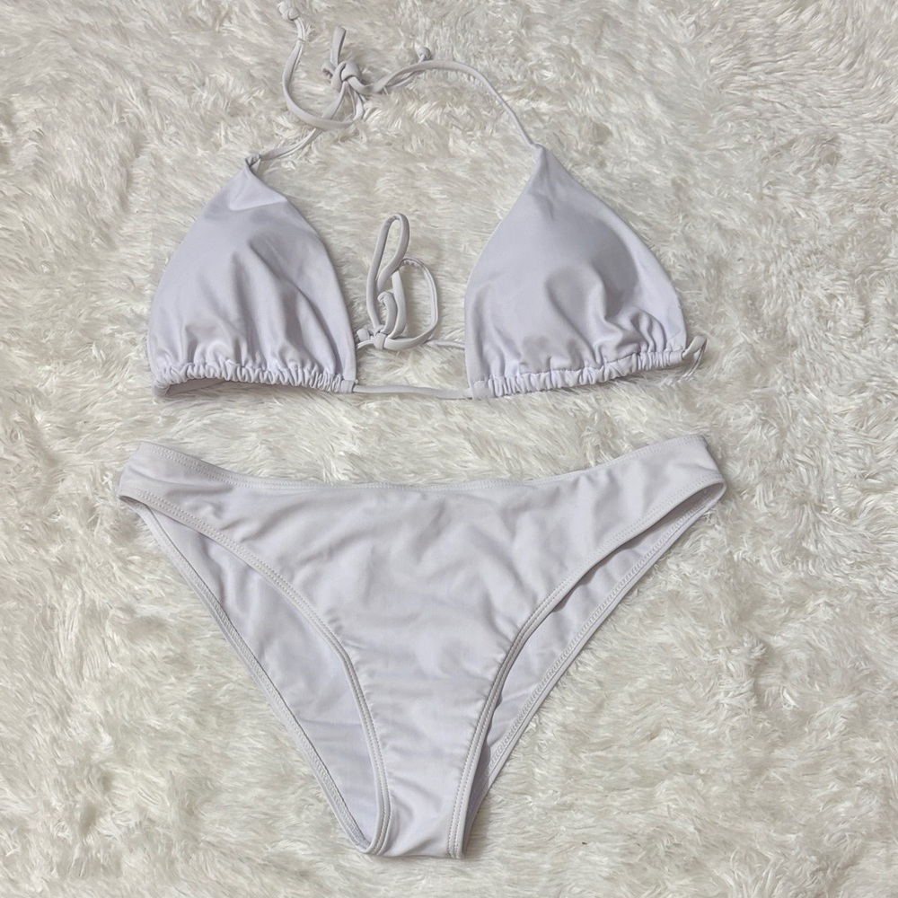 NWOT From Amazon White Triangle Bikini Set L